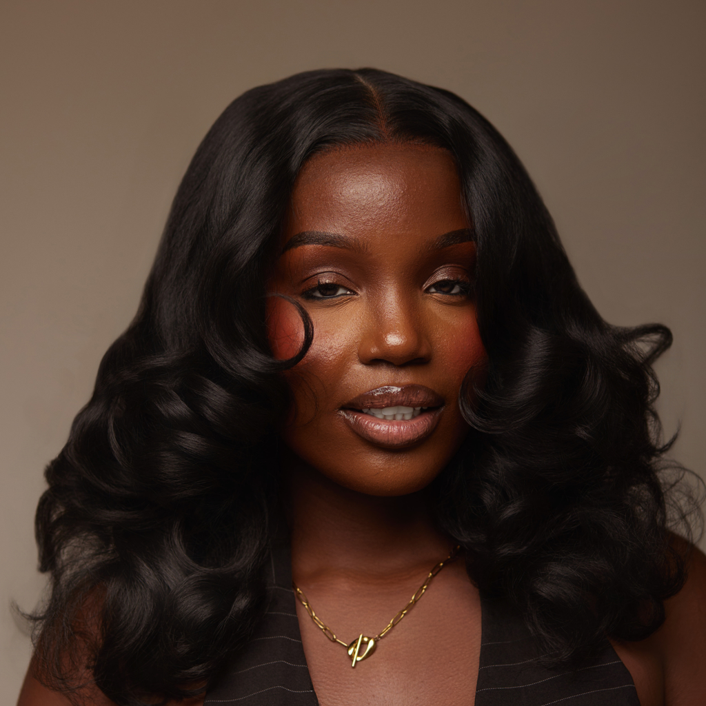 Woman wearing affordable natural looking hd lace wig in Nigeria- zyb
